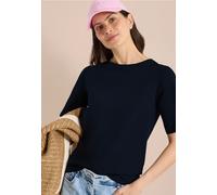 Cecil Damen Basic T-Shirt mit U-Boot-Ausschnitt in Blau, Gr: XXL