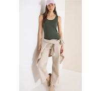 Cecil Damen Basic Top aus reiner Baumwolle in Grün, Gr: M