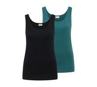Cecil Damen Basic Top mit Rundhals im 2er-Pack in Multicolour|Grün|Blau, Gr: XL