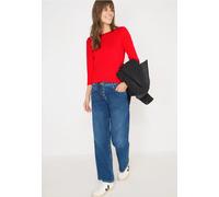 Cecil Damen Basic U-Boot-Shirt, 3/4-Arm, 100% Baumwolle, Orange, Gr. XL