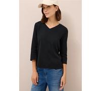 CECIL Damen 3227461 Basic V-Neck Shirt, Black, X-Large