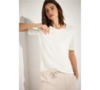 Cecil Damen Basic V-Neck T-Shirt in Weiß, Gr: XXL