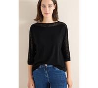Cecil Damen Batwing Shirt mit Mesh in Schwarz, Gr: L