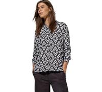 Cecil Damen Langarmbluse Bedruckte Bluse Viskose V-Ausschnitt Knopfleiste Grau (deep charcoal) M(40)