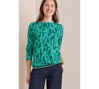 Cecil Damen Bedrucktes Rippstrukturshirt in Grün, Gr: XXL