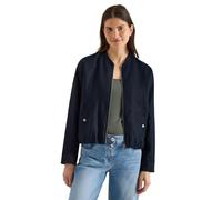 Blouson CECIL, Damen, Gr. XXL (46), universal blau, Stoff, 100% Leinen, unifarben, normal normal, Rundhals, Rippbündchen, Jacken Blouson, aus Leinen (65215942-XXL) universal blau
