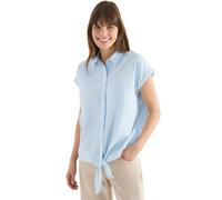 Kurzarmbluse CECIL, Damen, Gr. XXL (46), cloud blau, Web, 75% Baumwolle, 25% Modal, unifarben, klassisch normal, V-Ausschnitt, Bündchen, Blusen, mit Knoten am Saum (57889362-XXL) cloud blau
