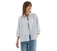 Hemdbluse CECIL, Damen, Gr. L (42), sporty denim blau, Web, Obermaterial: 65% Polyester, 35% Viskose, gestreift, regular fit normal, Manschette, Blusen Hemdbluse, mit Streifen Muster (77592103-L) spor