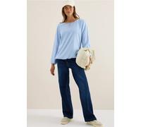 CECIL Damen 3411876 Bluse in Unifarbe, Mountain Blue, L