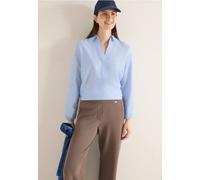 Langarmbluse CECIL, Damen, Gr. L (42), blouse blau, Web, 100% Baumwolle, unifarben, klassisch normal, V-Ausschnitt, elastischer Bund, Blusen, aus reiner Baumwolle (62436721-L) blouse blau