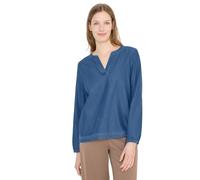Langarmbluse CECIL, Damen, Gr. XL (44), mid blau wash, Stoff, 76% Lyocell, 24% Baumwolle, unifarben, klassisch normal, Rundhals, elastischer Bund, Blusen, mit geschlitztem Rundhalsausschnitt (93578247