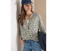 Cecil Damen Bluse mit Leo-Muster aus Leinenmix in Beige, Gr: XS