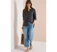 Cecil Damen Bluse mit Split Neck aus Leinenmix in Grau, Gr: XL