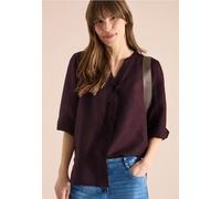 Longbluse CECIL, Damen, Gr. XS (36), rich burgundy, Web, 55% Leinen, 45% Viskose, unifarben, klassisch normal, Rundhals, Bündchen, Blusen Longbluse, mit 3/4 Ärmeln (75535822-XS) rich burgundy