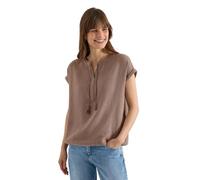 Cecil Damen Bluse mit Split Neck aus Musselinstoff in Beige, Gr: XXL