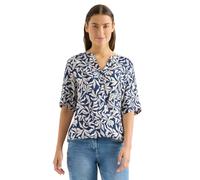 Cecil Damen Bluse mit Split Neck und Elastiksaum in Blau, Gr: XXL
