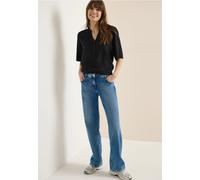 Cecil Damen Bluse mit Split Neck und Elastiksaum in Schwarz, Gr: M