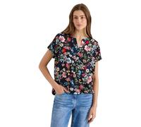 Kurzarmbluse CECIL, Damen, Gr. XL (44), universal blau, Stoff, 100% Viskose, geblümt, klassisch normal, Rundhals, Bündchen, Blusen, mit Blumenmuster (35175934-XL) universal blau