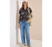 Kurzarmbluse CECIL, Damen, Gr. XXL (46), universal blau, Stoff, 100% Viskose, geblümt, klassisch normal, Rundhals, Bündchen, Blusen, mit Blumenmuster (35175934-XXL) universal blau