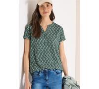 Cecil Damen Bluse mit Split Neck und Minimal Print in Grün, Gr: XXL