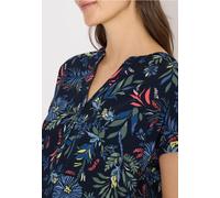 Cecil Damen Bluse mit Split Neck und Print in Blau, Gr: XXL