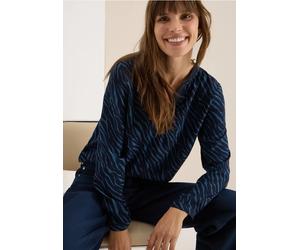 Cecil Damen Bluse mit Zebra Print in Blau, Gr: XXL