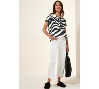 Kurzarmbluse CECIL, Damen, Gr. M (40), grau (volcanic grau), Stoff, 100% Viskose, animal-print, normal normal, Rundhals, Bündchen, Blusen, mit geschlitztem Rundhalsausschnitt (82359520-M) volcanic gra