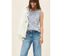 Cecil Damen Blusentop mit Minimal Print in Weiß, Gr: XXL
