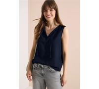 Blusentop CECIL, Damen, Gr. XS (36), universal blau, Stoff, 100% Viskose, gemustert, klassisch normal, Rundhals, normaler Saum, Blusen Blusentop, mit geschlitztem Rundhalsausschnitt (32955520-XS) univ
