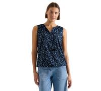 Cecil Damen Blusentop mit Split Neck und Palmen-Print in Blau, Gr: XXL