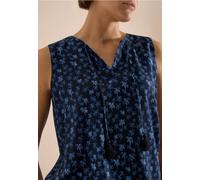 Cecil Damen Blusentop mit Split Neck und Palmen-Print in Blau, Gr: XXL
