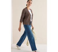 Cardigan CECIL, Damen, Gr. XL (44), mushroom taupe melange, Web, 37% Baumwolle, 34% Polyacryl, 26% Polyester, 3% Elasthan, unifarben, normal normal, V-Ausschnitt, abgesteppt, Strickjacken, aus Feinstr