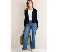 Cardigan CECIL, Damen, Gr. L42, urban dunkelblau, Grobstrick, 37% Baumwolle, 34% Polyacryl, 26% Polyester, 3% Elasthan, Strukturmuster, comfort fit normal, V-Ausschnitt, Bündchen, Strickjacken, mit Kn