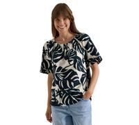 Cecil Damen Carmen-Bluse mit Kurzarm und Blätterprint