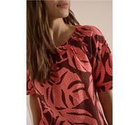 Cecil Damen Carmen-Bluse mit Kurzarm und Blätterprint in Orange, Gr: XS