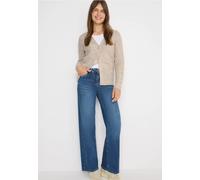 Cardigan CECIL, Damen, Gr. XXL (46), toffee cream melange, Web, 58% Baumwolle, 20% Polyacryl, 20% Polyester, 2% Nylon, meliert, normal normal, V-Ausschnitt, Rippbündchen, Strickjacken, im soften Baumw