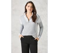 Stehkragenpullover CECIL, Damen, Gr. XL (44), silber chalk grau melange, Web, 37% Baumwolle, 34% Polyacryl, 26% Polyester, 3% Elasthan, unifarben, casual, normal normal, hoch geschlossener Ausschnitt,