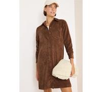 Blusenkleid CECIL, Damen, Gr. S (38), US-Größen, mocha caramel, Cord, 90% Polyester, 10% Nylon, unifarben, comfort fit knielang, V-Ausschnitt, Manschette, Kleider, mit Knopfleiste (48827554-S) mocha c