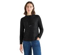 Cecil Langarmshirt Cosy Melange Damen Schwarz-melange Gr. L (42) Comfort Fit