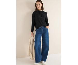 Cecil Damen Cosy Melange Langarmshirt in Schwarz, Gr: XS