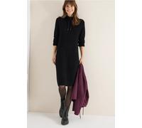 Cecil Midikleid Cosy Rippstruktur – Damen, schwarz, comfort fit, knieumspielend – Gr. XXL