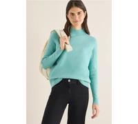 Strickpullover CECIL, Damen, Gr. S (38), foam blau melange, Web, 37% Baumwolle, 34% Polyacryl, 26% Polyester, 3% Elasthan, unifarben, comfort fit normal, hoch geschlossener Ausschnitt, Rippbündchen, P