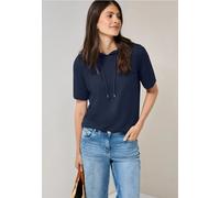 Cecil Damen Crepe Hoodie-Shirt in Blau, Gr: XS