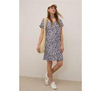 Sommerkleid CECIL, Damen, Gr. L42, US-Größen, blau (urban dunkelblau), Stoff, 100% Viskose, gemustert, normal knieumspielend, U-Boot-Ausschnitt, Umschlagbund, Kleider, aus Viskose (50662267-L) urban d