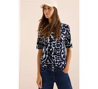 Cecil - Cupro Touch Print-Shirt blau - Gr. - M