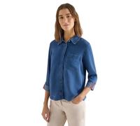 Langarmbluse CECIL, Damen, Gr. M (40), mid blau wash, Stoff, 100% Lyocell, unifarben, klassisch normal, V-Ausschnitt, Bündchen, Blusen, in Blusen-Optik (31044305-M) mid blau wash