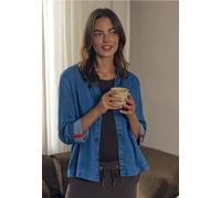 Hemdbluse CECIL, Damen, Gr. XXL (46), mid blau wash, Denim/Jeans, Obermaterial: 100% Lyocell, unifarben, lässig geschnitten hüftbedeckend, Rundhals, mit Aufschlag Aufschlag, Blusen Hemdbluse, 3/4-Arm 