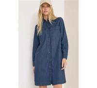 Jeanskleid CECIL, Damen, Gr. XS (36), US-Größen, blau (mid blau wash), Jeans, 58% Lyocell, 42% Baumwolle, unifarben, normal knielang, V-Ausschnitt, Bündchen, Kleider, mit Knopfleiste (54822024-XS) mid