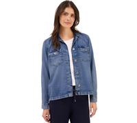 Kurzjacke CECIL, Damen, Gr. XS (36), blau (authentic used wash), Stoff, Web, 60% Lyocell, 40% Baumwolle, unifarben, casual, normal normal, V-Ausschnitt, Langarm Bündchen, Jacken, mit Knopfleiste (9656