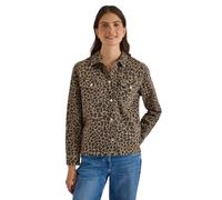 Kurzjacke CECIL, Damen, Gr. L (42), creamy mocha, Web, 81% Baumwolle, 17% Polyester, 2% Elasthan, comfort fit normal, V-Ausschnitt, Bündchen, Jacken Kurzjacke, mit Leomuster (70304506-L) creamy mocha